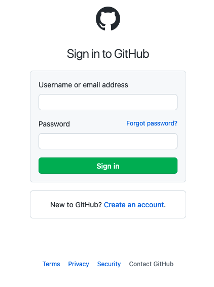 GitHub login page