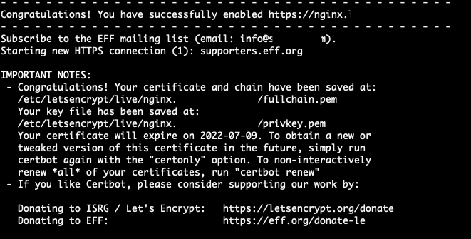SSL certificates have been generated
