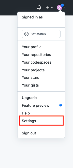 GitHub setting option